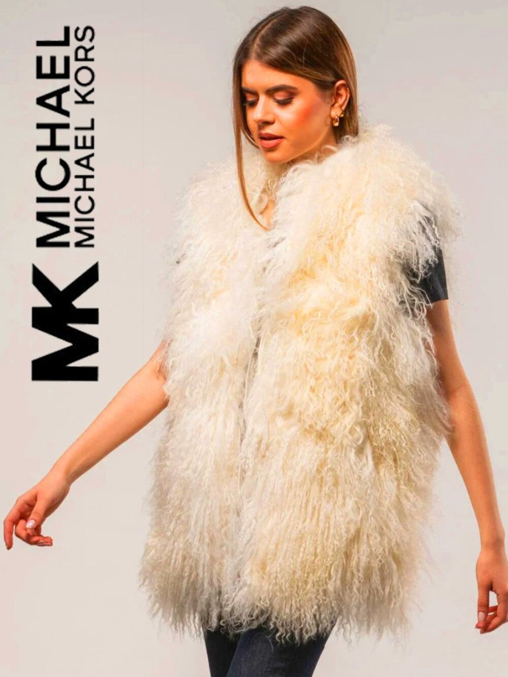 🦋💋UBER GORGE!💋🦋 70' Vibe MICHAEL KORS Longline 100% Mongolian Lamb Fur Vest